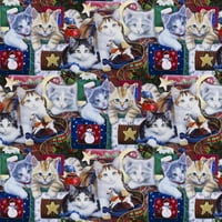 David Textiles, Inc. 44 18 pamut karácsonyi cica Precut varró és kézműves szövet, többszínű