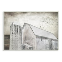 A Stupell Lakberendezési gyűjtemény Farm Grainhouse Fekete-fehér szomorú textúrák fali plakett művészet, 0. 15