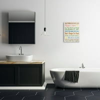 A Stupell Home Decor Kollekció Fürdőszoba Szabályok Tipográfia Gumi Kacsa Fürdőszoba Feszített Vászon Fal Művészet