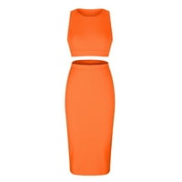 Ruhák Női 70-es évek ruhák divat nyári nők szexi kerek nyakú Alkalmi blúzok ruhák ingek szettek Orange S