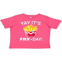 Inktastic Yay A Fry Day aranyos hasábburgonyával ajándék kisgyermek fiú vagy kisgyermek lány póló