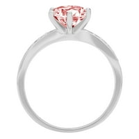 1. ct ragyogó kerek vágott szimulált rózsaszín gyémánt 14K fehér arany Pasziánsz ékezetes gyűrű SZ 10
