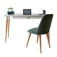 Manhattan Comfort 2 darabos HomeDock irodai íróasztal szervezeti rekeszekkel és Selina Accent szék törtfehér és zöld