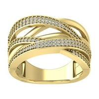 Araiya 10K sárga arany gyémánt Criss Cross zenekar gyűrű, méret 6.5