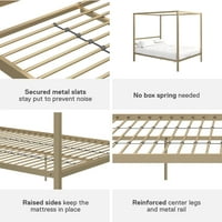 Modern Fém Lombkorona Platform Ágykeret, Királynő, Arany
