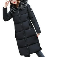 Hosszú kabát női Fau szőrme kapucnis kabát meleg steppelt Parka kabát sűrűsödik Túlméretezett felsőruházat zsebekkel