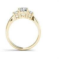 1- Carat T.W. Gyémánt háromköves 14 kt sárga arany eljegyzési gyűrű