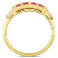Miabella Női karátos T. G. W. létrehozott Rubin és gyémánt akcentussal 10kt sárga arany félig örökkévalóság gyűrű