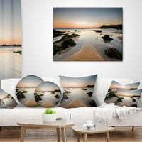 Designart sötét vizek naplementekor - Seashore Photography Dring Pillow - 18x18