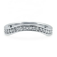 Twobirch platinával bevont sterling ezüst kerek vágott moissanit ívelt esküvői gyűrű