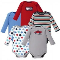 Luvable Friends Baby Boy Pamut Hosszú ujjú body 5pk, autó, 9 hónapos