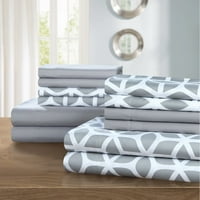 Chic Home Davitt Sheet Set szuper puha Kortárs geometriai minta nyomtatás mély zseb Design-magában foglalja a lapos