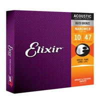 Elixir Strings Akusztikus Gitárhúrok, 12 húros, könnyű NANOWEB bevonat