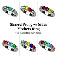 Nana megosztott prong w oldalsó kő anyák napi gyűrű 1- Kő platinával bevont nők méretének 11. Kő 6