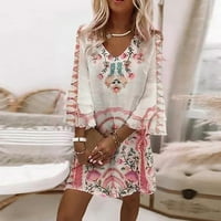 Virágos ruhák női nyári alkalmi V-nyakú Rövid ujjú nyomtatott Mini ruha Flowy Beach Sun Dress