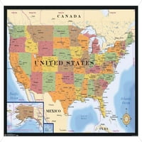 Térkép-USA időzónák fali poszter, 14.725 22.375