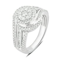 Carat t.w gyémánt klaszter sterling ezüst eljegyzési gyűrű