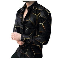 Férfi laza ing kabát divat Turndown gallér kardigán vonal nyomtatott dzsekik alkalmi nyugati őszi téli hosszú ujjú