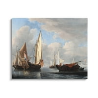 Stupell Industries jacht és más hajók Willem van de Velde klasszikus festménygaléria csomagolt vászon nyomtatott fali