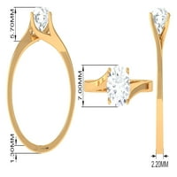 Rosec Ékszerek Női 1. CT Moissanite pasziánsz eljegyzési gyűrű vasvilla csavar beállítás, 14k fehér arany, US 3.50