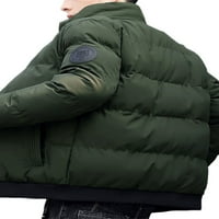 Glonme Férfi kabát hosszú ujjú kabát felállni gallér felsőruházat Téli meleg alkalmi felsőruházat üzleti Egyszínű Zöld