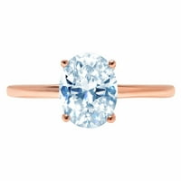 2.0 ct ovális vágott kék szimulált gyémánt 18K rózsaszín rózsa arany gravírozás nyilatkozat évforduló eljegyzés esküvői