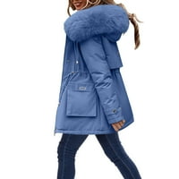 Outfmvch Molett felsők Női téli kabátok Női kabát Hajtóka gallér Hosszú ujjú kabát Vintage Meleg kapucnis vastag párnázott