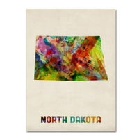 Védjegy képzőművészet Észak-Dakota Térkép vászon fal művészet Michael Tompsett