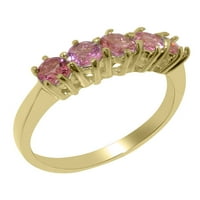 Brit készült 18K sárga arany természetes rózsaszín turmalin Női évforduló gyűrű - méret opciók-Méret 8.5