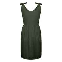 Nyári ruhák Női Mini Ujjatlan Bohém A-Line szilárd nyaralás Kerek nyakkivágással ruha zöld L