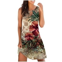 Plusz méretű nyári ruhák nőknek Női alkalmi laza nyári virágos nyomtatott tartály ruha üreges strand Sundress ujjatlan
