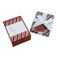 Karácsonyi luxus ajándékkártya doboz, piros csíkok, szám