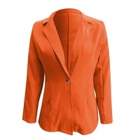 Pedort Női blézer Alkalmi Hosszú ujjú gomb elülső blézer munka irodai blézer kabát narancssárga,3XL