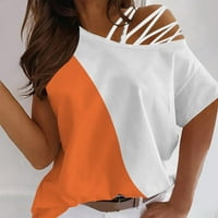 Női blúzok O-nyakú Vállnélküli szerelem Nyomtatott Nyári Női ingek $ pólók Clearance Orange 6