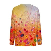 Divatos Plusz méretű felsők Hosszú ujjú pólók virágos nyomtatott pulóverek laza tunika női őszi divat kerek nyakú pulóver