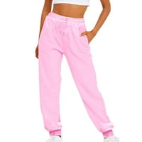 Puntoco Plus size Clearance Női nadrág magas derék húzózsinórral Multi-zsebbel Hosszú nadrág rózsaszín 12