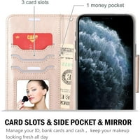 iPhone Pro pénztárca tok nőknek, Flip Folio PU bőr tok kártyatartóval Kéziszíjjal, védő pénztárca tok iPhone Pro 5.8