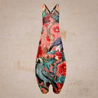 Feternal Női Alkalmi Bohém nyomtatás laza nagy méretű alkalmi Ujjatlan pántos Jumpsuit plusz méretű jumpsuits nőknek