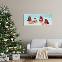 Stupell Industries Madarak & Karácsonyi Ajándékok Hópelyhek Ünnepi Fotógaléria Burkolt Vászon Nyomtatás Wall Art