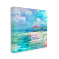 Stupell Industries esernyő tengerparti akvarell mirage festménygaléria csomagolt vászon nyomtatott fali művészet, Paul