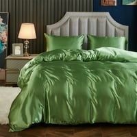 Mozgassa át a zöld paplanhuzatot Queen Silk, mint a szatén ágynemű, egyszínű mintás selymes mikroszálas, töltés nélkül