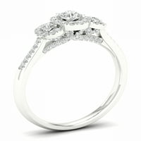 Imperial 1 2Ct TDW Diamond 10K Fehér Arany Három kő halo gyűrű