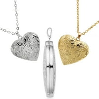 Bellaven szív alakú medál nyaklánc, Vintage Relief Photo Bo nyaklánc, Vintage gravírozott Virág medál kép medál nyaklánc,