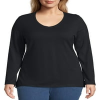 Hanes Plus-Size Női Hosszú ujjú V-nyakú póló