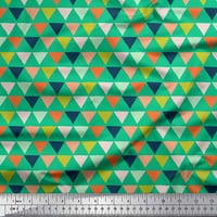 Soimoi Zöld Műselyem szövet háromszög geometriai nyomtatási Szövet az udvaron széles