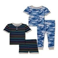 Wonder Nation Baby és kisgyermek fiúk HACCI kötött pizsama szett, 4 darab, méretek 12m-5T