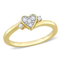 Miabella női karátos T.W. Gyémánt sárga arany flash bevont sterling ezüst fürtözött szívgyűrű