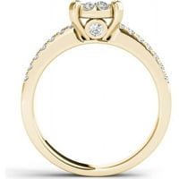 Carat T.W. Gyémánt klaszter 14KT sárga arany eljegyzési gyűrű
