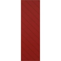 Ekena Millwork 15 W 29 H True Fit PVC átlós léc Modern stílusú Fix Mount redőnyök, tűz piros