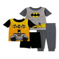 Batman kisgyermek fiú pamut kötött pizsamák, 4 darabos készlet, méretek 2t-4T